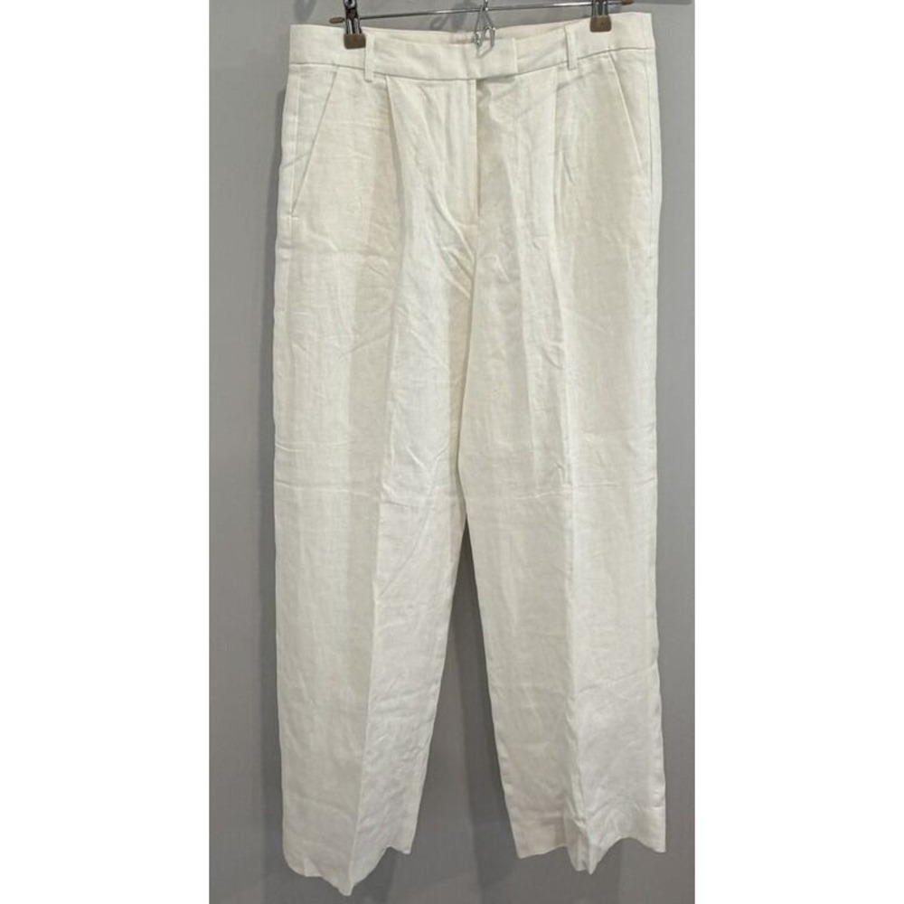 Banana Republic Lina Straight Linen‎ Pants Womens Lined White Size 10